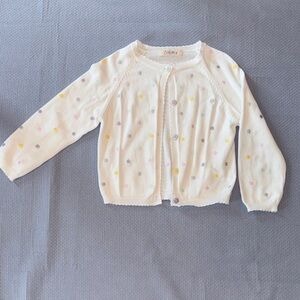 Zobels White Polka Dot Knit Cardigan for Kids